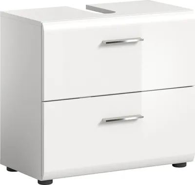 Produktbild von Ice Waschbeckenunterschrank 2 Schubladen Weiß hochglanz, weiß.