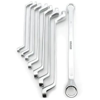 A set of wrenches on a white background.