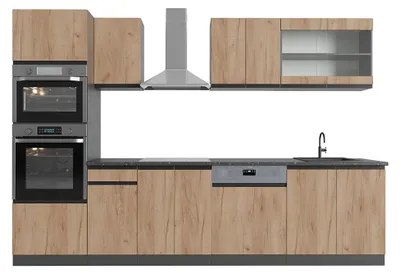 Obrázok produktu pre Kuchynský kút Vicco R-Line Goldkraft dub/antracit 300 cm s vysokou skrinkou, AP antracit, Model 43038