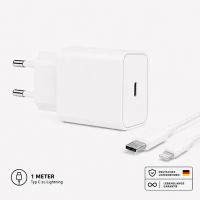 Obrázok produktu pre Rýchla nabíjačka USB-C s káblom, univerzálny napájací adaptér, 45 W – biela / Lightning, 1 meter