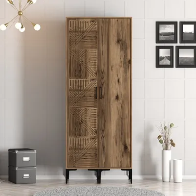Obrázek produktu pro Skye Decor, Kumsal PS - ořech, šatní skříň, ořech, 100 % MELAMÍNEM POTAŽENÁ DESKA, 80 x 201,4 x 47,5 cm
