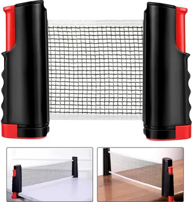 Produktbild von Tragbares, einziehbares Tischtennis-Netz, Ersatz-Zubehör für Ping Pong, rot