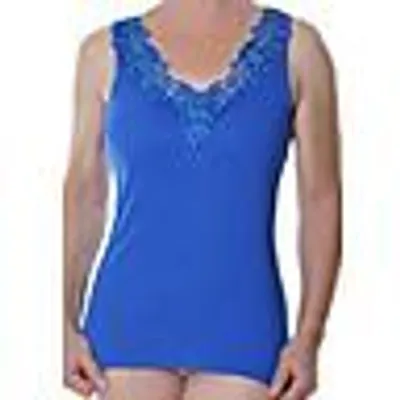 Produktbild von Toker Collection® Achselhemd »Damen Unterhemd mit extra breiter Spitze, 40/42, Royalblau