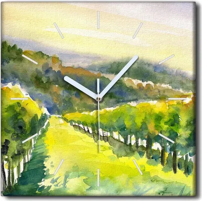 Produktbild von Coloray Uhr auf Leinwand 30x30 cm Wand Uhr Dekoration Wohnzimmer Segeltuch weiße Zeiger -Aquarelle Toskana