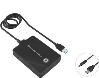 Productafbeelding van Conceptronic USB-hub, 4 poorten, 3.0, zonder voeding, zwart - Hub