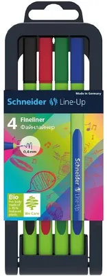 Produktbild von Fineliner Line-Up 0,4 mm 4er Stiftebox (schwarz rot blau grün) Packung mit 20 Stück