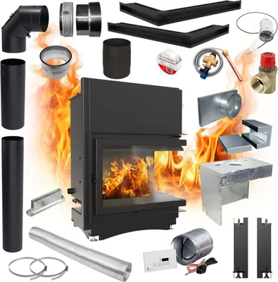 Produktbild von Wasserführender Kamin ZUZIA Rechts 12kW Ø200 Ecodesign Corner KIT