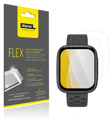Image de 2x Film de protection d'écran pour BIGGERFIVE BW03 Smartwatch 1.8 Zoll, recouvre 100% de l'écran, dipos Flex