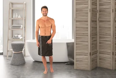 Produktbild von Schiesser Herren Saunakilt Rom, 100% Baumwolle, Farbe:Schwarz