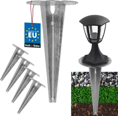 Obrázek produktu pro KOTARBAU® 4 ks zemní trn Nárazová objímka pro zahradní osvětlení ⌀ 150 mm pozinkovaný ocelový zemní trn Zemní kotva Zemní kotva Nárazová zemní konzola pro zahradní lampy Nárazová zemní objímka Zemní objímka Kotva