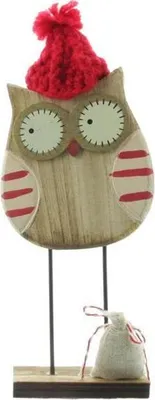 Produktbild von Holz Eule Mit Weihnachtsmütze