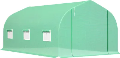 Produktbild von Gewächshaus 4,5 x 3 x 2 m Foliengewächshaus mit Rollbar Reißverschlusstür 6 Netzfenster Stützstangen