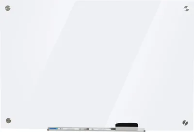 Produktbild von Glas-Whiteboard - Schreibtafel - Mit Stiftablage - Tafelwischer - 4 Marker
