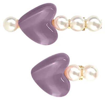 Produktbild von Haarspange, stabil und schonend, mit hochglänzenden Imitationsperlen, rosafarbenem Jelly-Herz-Design, Haaraccessoire im Prinzessinnenstil