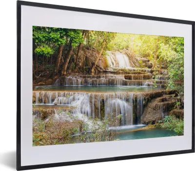 Produktbild von MuchoWow® Gerahmtes Poster Sonne - Wasserfall - Landschaft 40x30 cm - Poster mit Schwarzem Bilderrahmen Wandposter Rahmen Foto Bilder - Bilderrahmen - Poster im Rahmen