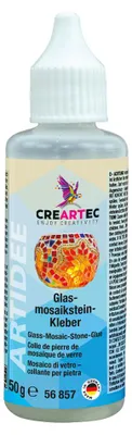 Produktbild von CREARTEC Glasmosaiksteinkleber - zum Verkleben von transparenten Mosaiksteinen auf Glas, Kunststoff und zahlreichen anderen Oberflächen - 50g - 56857