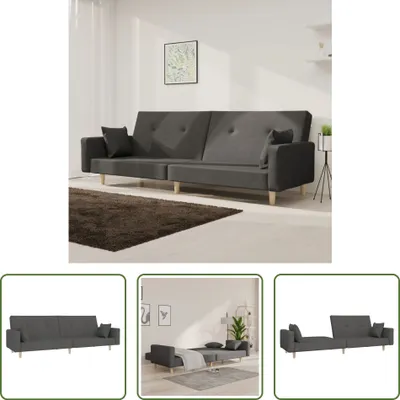Produktbild von The Living Store Schlafsofa 2-Sitzer mit 2 Kissen Dunkelgrau Stoff