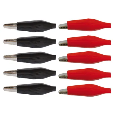 Produktbild von 10x Krokodilklemmen Rot Schwarz Gemischt 55mm isoliert Kroko Mess Prüfklemmen