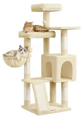 Immagine prodotto di Albero per gatti, altezza 136 cm, con 3 piattaforme | Beige | 48x48x136 cm
