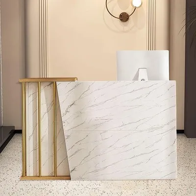 Image de Comptoir de caisse, comptoir d'accueil, réception, comptoir d'accueil pour cabinet médical, réception pour salon de beauté, hall d'accueil commercial. Dimensions : Largeur 120 cm, Profondeur 100 cm