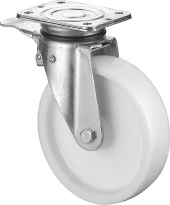 Produktbild von BS Rollen Schwerlast-Lenkrolle B10 mit Feststeller Durchmesser 200mm Tragfähigkeit 600kg Kunststoff-Rad naturfarben - N120.B10.201