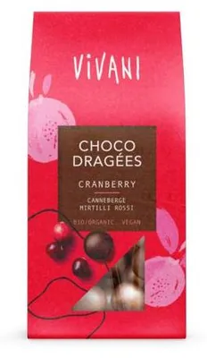 Productafbeelding van Vivani Choco Dragees Cranberry (75 gr)