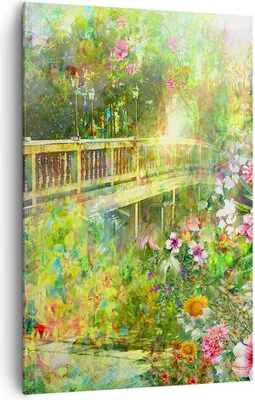 Produktbild von Bild auf Leinwand - Leinwandbild - Einteilig - Brücke Park Blume Frühling - 80x120cm - Wand Bild - Wanddeko - Wandbilder - Leinwanddruck - Wanddekoration - Leinwand bilder - Wandbild - PA80x120-2906