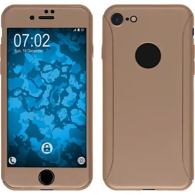 Produktbild von PhoneNatic Case kompatibel mit Apple iPhone 7 / 8 / SE 2020 - Hülle gold 360° Hard-case + Glasfolie