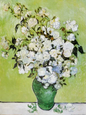 Obrázek produktu pro Vincent Van Gogh Art Print Obraz - Váza s bílými růžemi, 1890 (80 x 60 cm)