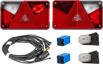 Produktbild von Rückeuchtenset: ASPÖCK MULTIPOINT V Rückleuchten + ASPÖCK FLEXIPOINT I Umrissleuchten + ASPÖCK 4,5m 7-PIN Kabelbaum