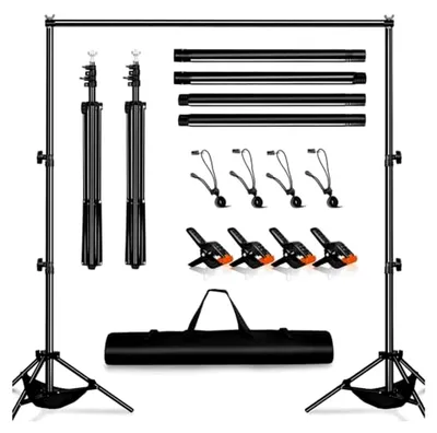 Produktbild von Fotohintergrundständer Set 3x2m – Verstellbares Hintergrundsystem für Fotografie, Hochzeiten und Partys mit Tragetasche