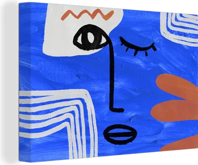 Zdjęcie produktu dla OneMillionCanvasses® - Obrazy na płótnie - 140x90 cm, Twarz - Niebieski - Abstrakcja, Dekoracja ścienna - Zdjęcie na płótnie - Obraz na drewnianej ramie