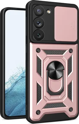 Produktbild von Galaxy S23 Hülle mit 360° Drehbarer Magnetische Ring Ständer Halter Dia Kameraschutz TPU Bumper Silikon Schutzhülle für Samsung Galaxy S23 Rosa