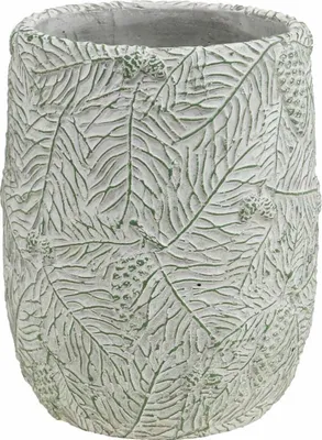 Produktbild von Keramik Übertopf mit Tannenzweigen Ø12cm H17,5cm Deko
