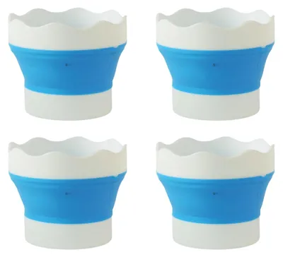 Faltbarer Pinselreiniger-Eimer, 4er-Pack, Silikon, blau