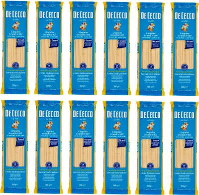 Produktbild von 12x Pasta De Cecco 100% Italienisch Linguine Grandi n°407 Nudeln 500g