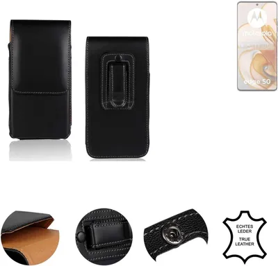 Produktbild von K-S-Trade Holster Gürteltasche Handy Hülle Schutzhülle kompatibel mit Motorola Edge 50 Handyhülle Leder schwarz, 1x