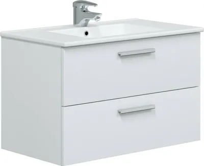 Immagine prodotto di Dmora Mobile Sottolavabo Felix 45x80x50h cm Bianco Lucido, 2 Cassetti Apertura Soft Close