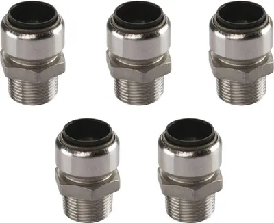 Produktbild von Edelstahl Steckfitting Tectite Übergangsverschraubung Außengewinde 22 mm - 1/2' DVGW 5 Stück