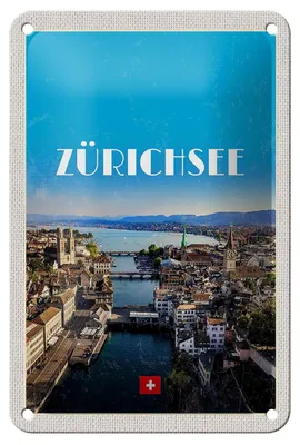 Produktbild von Blechschild Reise 12x18cm Zürich Ausblick auf die Stadt Urlaub Schild