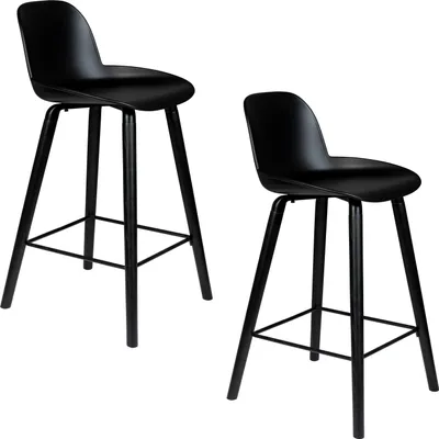Produktbild von Zuiver Albert Kuip Barhocker mit Rückenlehne 65 cm Schwarz - 2 er Set