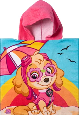 Produktbild von Paw Patrol - Badeponcho für Mädchen Handtuch Kinder Badetuch mit Kapuze 100% Baumwolle 50 x 100 cm