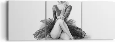 Produktbild von Bild auf Leinwand - Leinwandbild - 3 Teile - Ballerina Zeichnung Bleistift - 90x30cm - Wand Bild - Wanddeko - Wandbilder - Leinwanddruck - Bilder - Wanddekoration - Leinwand bilder - CA90x30-4496
