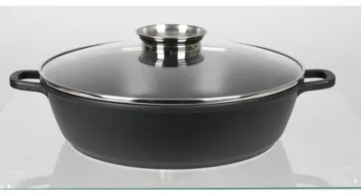 Image de Fonte d'aluminium Poêle à servir noire 32 cm 4,5 L Casserole Rôtir induction Four Nouveau