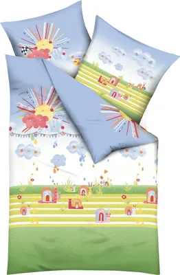 Produktbild von Kaeppel Kinder-Bettwäsche Regenbogenrennschnecken" bunt 1x 135x200 cm + 1x 80x80 cm"