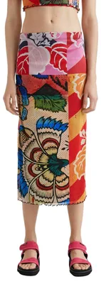 Zdjęcie produktu dla Spódnica midi Desigual x Christian Lacroix Bell z wzorem dla kobiet, rozmiar XS