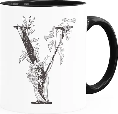 Produktbild von Kaffeetasse Monogramm Initiale Geschenk-Motiv Tasse personalisierte Namenstasse personalisierte Geschenke SpecialMe® Y Inner-Schwarz Keramik-Tasse