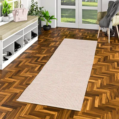 Produktbild von Baumwolle Natur Kelim Teppich Läufer Sandy Beige Modern, Größe:70x140 cm