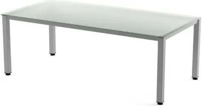 Produktbild von Schreibtisch Executive BxTxH 200x100x73cm Gestell grau Platte Glas satiniert.