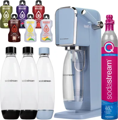 Zdjęcie produktu dla Sodastream ekspres do wody gazowanej Art Blue 3 butelki Zestaw do napojów z nabojem CO2